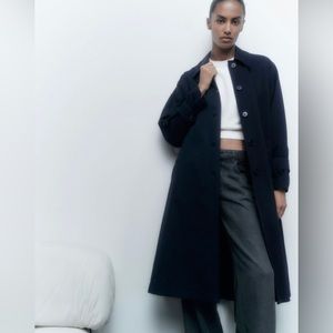 Women Zara Oversized Belted Trench Coat Size Xs